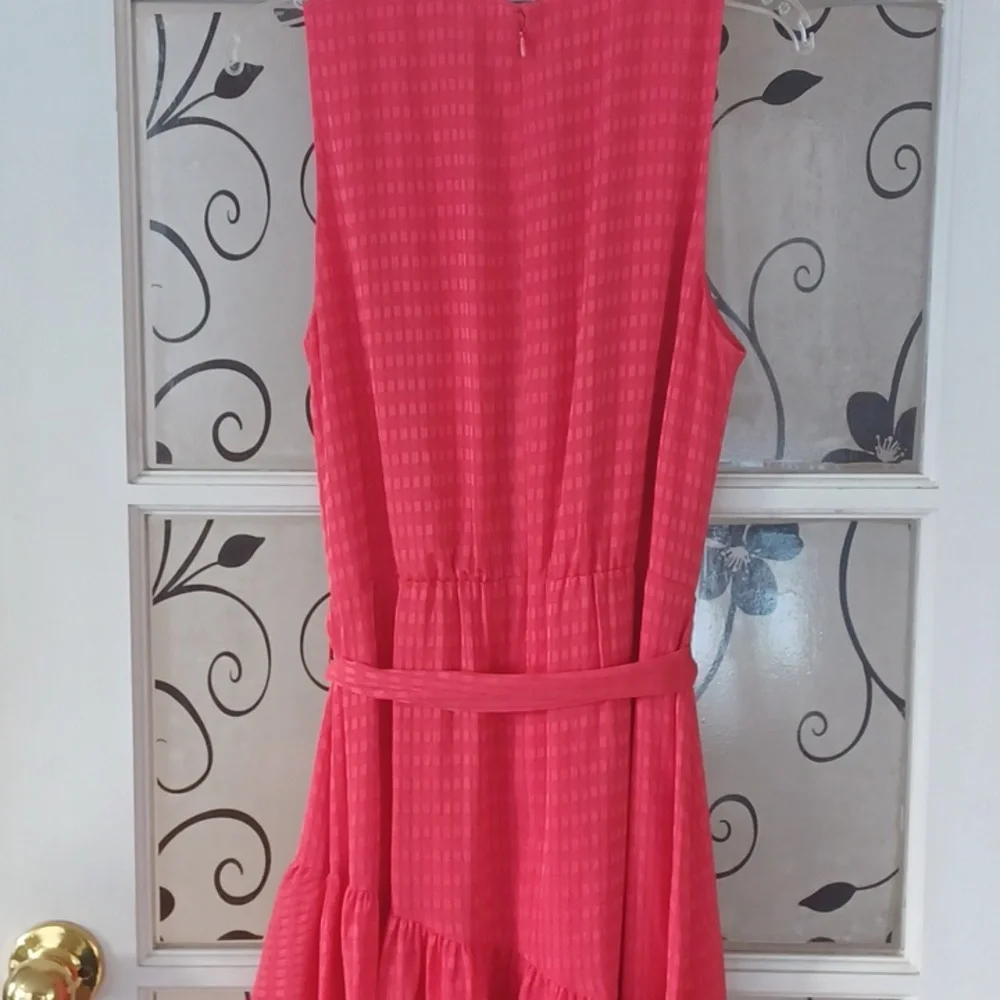 Anne Klein Vibrant Hibiscus Red High Low  Dress Size 4